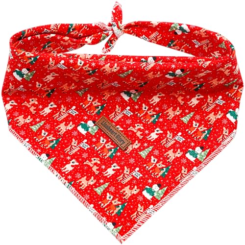 Lionheart glory Hundehalstuch, waschbar, weiche Baumwolle, Weihnachts-Lätzchen, Schal, verstellbares Halstuch, quadratisch, Hundehalstücher für große Hunde, rote Bandanas von Lionheart glory