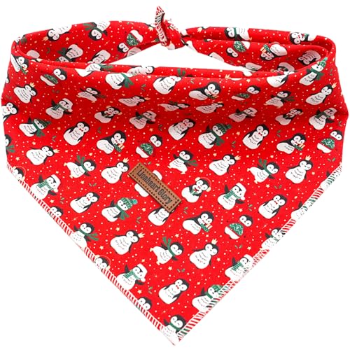 Lionheart glory Hundehalstuch, waschbar, weiche Baumwolle, Weihnachts-Lätzchen, Schal, verstellbares Halstuch, quadratisch, Hundehalstücher für große Hunde, rote Bandanas von Lionheart glory