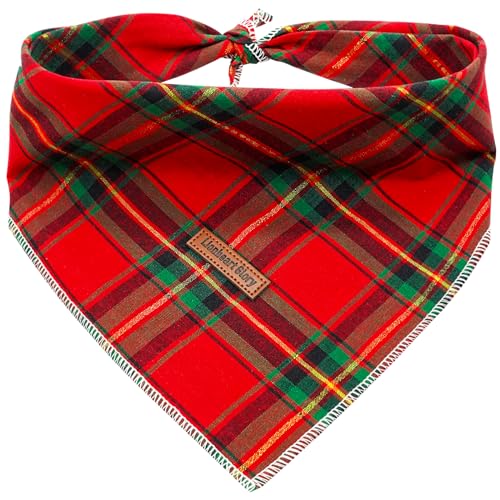 Lionheart glory Hundehalstuch, waschbar, weiche Baumwolle, Weihnachts-Lätzchen, Schal, verstellbares Halstuch, quadratische Hundehalstücher für kleine Hunde, karierte Bandanas von Lionheart glory