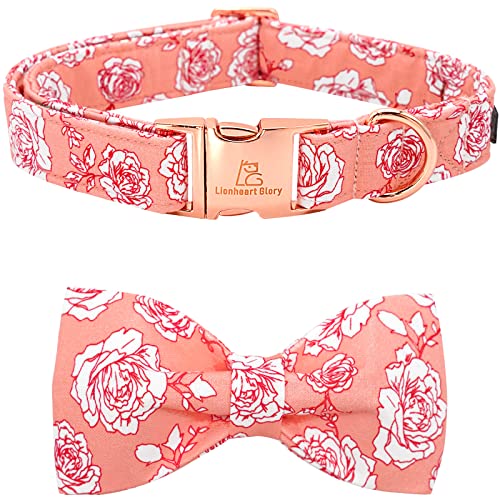 Lionheart glory Hundeschleifenhalsband Rose Hundehalsband für X-kleine Hunde, rosa Hundehalsband mit Fliege Frühling Hundehalsband Welpenhalsband Schleifen von Lionheart glory