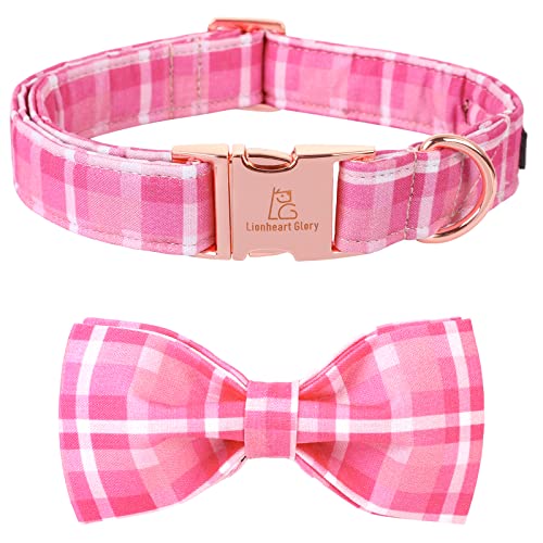 Lionheart glory Pink Plaid Hundehalsband, Verstellbares Hundehalsband mit Fliege, Haustiergeschenk Mädchen Halsband für Hund Weiche Fliege Hundehalsbänder für kleine Hunde Lionheart glory Pink Plaid Hundehalsband, Verstellbares Hundehalsband mit Fliege, Haustiergeschenk Mädchen Halsband für Hund Weiche Fliege Hundehalsbänder für kleine Hunde von Lionheart glory