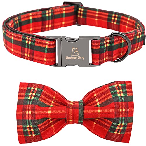 Lionheart Hundehalsband mit karierter Schleife, verstellbar, für kleine Hunde, Mädchen oder Jungen, Weihnachtsgeschenk von Lionheart glory