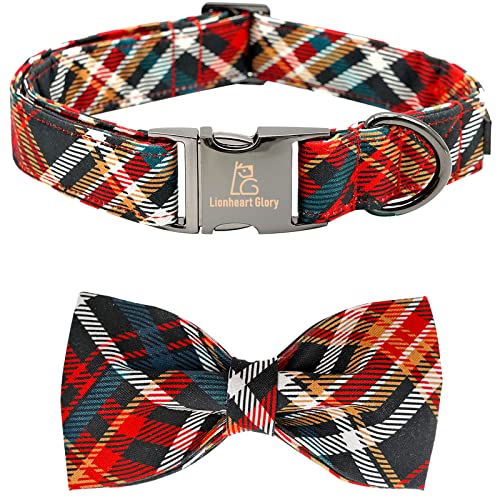 Lionheart Glory Kariertes Hundehalsband mit Schleife, verstellbar für mittelgroße Hunde für Mädchen oder Jungen von Lionheart glory