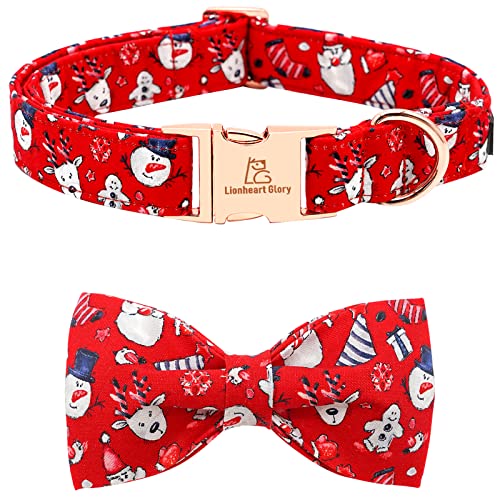 Lionheart Glory Weihnachts-Hundehalsband mit Schleife – Weihnachtsmann-Druck, verstellbar, für große Hunde, Mädchen oder Jungen, Haustiergeschenk von Lionheart glory