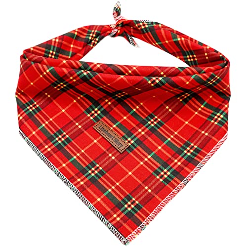 Lionheart glory Weihnachten Plaid Hund Bandana Hund Halstuch 1 Pack Waschbar Quadratisch Verstellbar Mädchen oder Junge Hund Bandanas für Kleine Hunde und Katzen von Lionheart glory