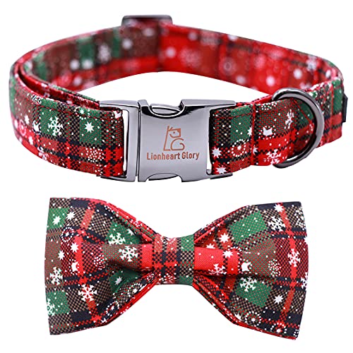 Lionheart glory Weihnachten Plaid Hundehalsband Verstellbares Weiches Hundehalsband mit Fliege, Haustier Geschenk Hundehalsbänder Schleife für Kleine Mittlere Große Hunde von Lionheart glory