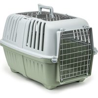 Lionto Katzentransportbox aus Kunststoff mit Metalltür und -öffnung, 58,5x35,5x40 cm, hellgrün von Lionto