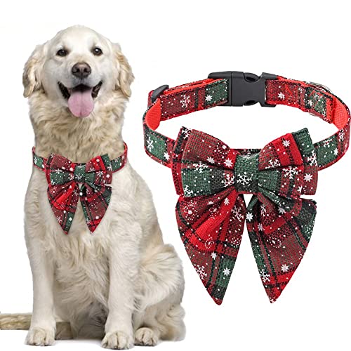Lipfer Weihnachten Hundehalsband Schneeflocke Schleife Haustier Halsbänder für Kleine Mittlere Große Hunde Katzenhalsband Halskette Weihnachten Party Haustier Zubehör von Lipfer