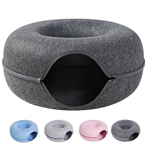 Meowmaze Cat Bed, Meowmaze Cat Tunnel Bed, Felt Cat Donut, Cat Donut Bed Tunnel, Washable Interior Cat Play Tunnel, Cat Cave for Indoor Cats (A,L) von Lipski