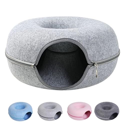 Meowmaze Cat Bed, Meowmaze Cat Tunnel Bed, Felt Cat Donut, Cat Donut Bed Tunnel, Washable Interior Cat Play Tunnel, Cat Cave for Indoor Cats (B,S) von Lipski