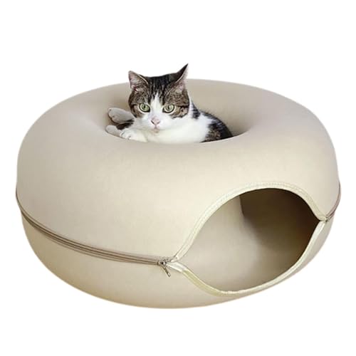 Meowmaze-Katzenbett, Meowmaze-Katzentunnelbett, Katzen-Donut aus Filz, Katzen-Donut-Betttunnel, waschbarer Innen-Katzenspieltunnel, Katzenhöhle für Hauskatzen (E,S) von Lipski