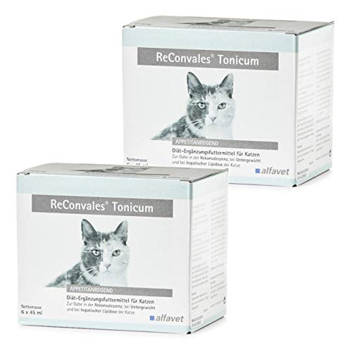 alfavet ReConvales Tonicum Katze, Doppelpack, appetitanregendes Diät-Ergänzungsfuttermittel zur Rekonvaleszenz und bei Untergewicht, 2 x 6x45ml von Alfavet