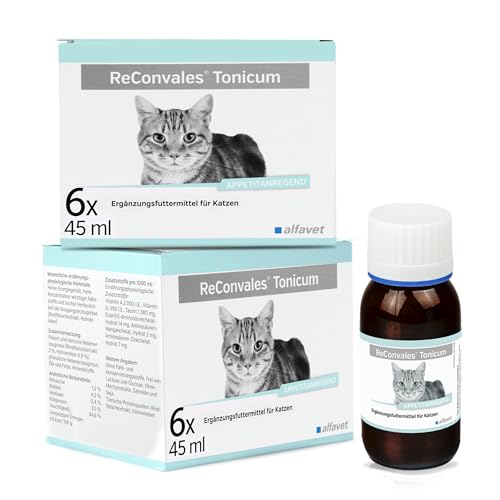 alfavet ReConvales Tonicum Katze, Doppelpack, appetitanregendes Ergänzungsfuttermittel zur Rekonvaleszenz und bei Untergewicht, 2 x 6 x 45ml von Alfavet