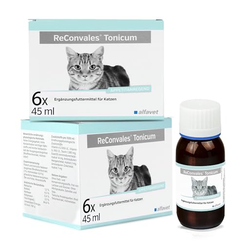 alfavet ReConvales Tonicum Katze, Doppelpack, appetitanregendes Diät-Ergänzungsfuttermittel zur Rekonvaleszenz und bei Untergewicht, 2 x 6x45ml von Alfavet