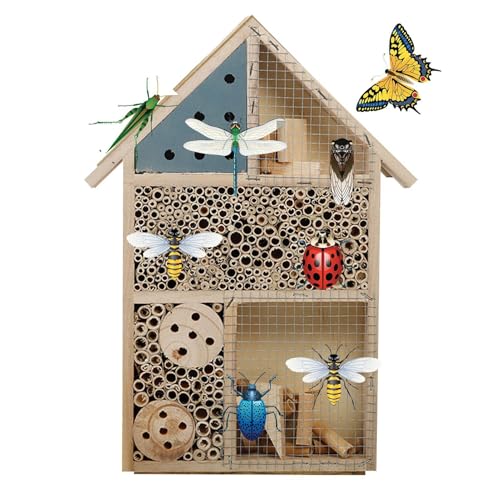 House of Bees Insektenhotel für den Garten aus Holz | Häuser von Bigott-Hotel-House mit handgefertigtem Holz, natürlicher Insektenhaus für Garten, Terrasse oder Co von Liqzirtu