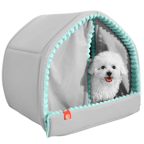 Hundezeltbett – Katzenzelt, Höhlenbett, schlafendes Katzennest, warmes Welpenbett mit Haustür, warme, beruhigende Hundehütte, gemütliche Winter-Haustierhöhle für den Innenbereich, kleine, mittelgroße Hundezeltbett – Katzenzelt, Höhlenbett, schlafendes Katzennest, warmes Welpenbett mit Haustür, warme, beruhigende Hundehütte, gemütliche Winter-Haustierhöhle für den Innenbereich, kleine, mittelgroße von Liqzirtu
