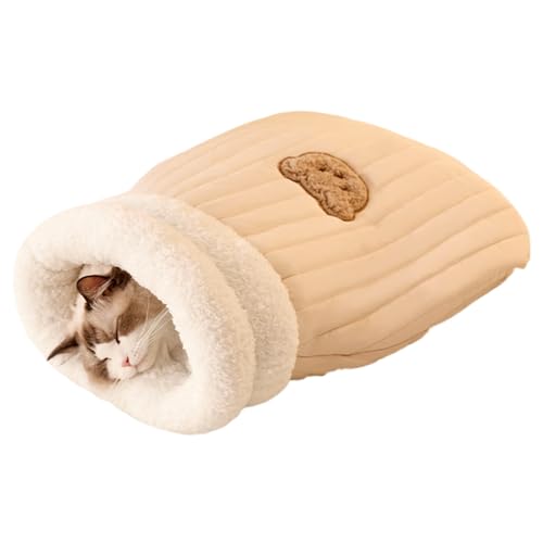 Katzenbetthöhle Schlafsack, Wäsche Stoffbetthöhle, waschbare gemütliche Katzenbetten - Katze Schlafsack Easy Access Design für Katzen Hunde Baumwolle, dieser Katzenschlafsbag Die erstaunliche gemütlic von Liqzirtu