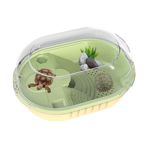 Turtle Habitat Schildkröten-Tank für Aquarien, mit Deckel, Reptilien-Aquarium, Lebensraum für Haustiere, Kletter- und Ruheplattformen, verhindert Auslaufen von Liqzirtu