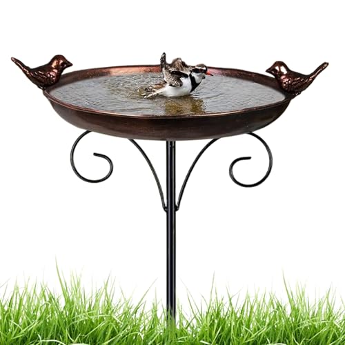 Vogelbad - Harz Vogelbad für den Außenbereich | Tragbarer, dekorativer, wasserdichter und flacher Vogelfutterspender zum Trinken auf Terrassen, Balkonen, Gärten und zum Anlocken der Tierwelt von Liqzirtu