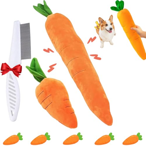 Lircofi Giant Carrot Dog Toy, 75 cm Plush Squeaky Easter Dog Chew Toys für Große und Kleine Hunde, Karottenförmiges Welpen-Interaktives Spielzeug (groß*1+klein*1) von Lircofi