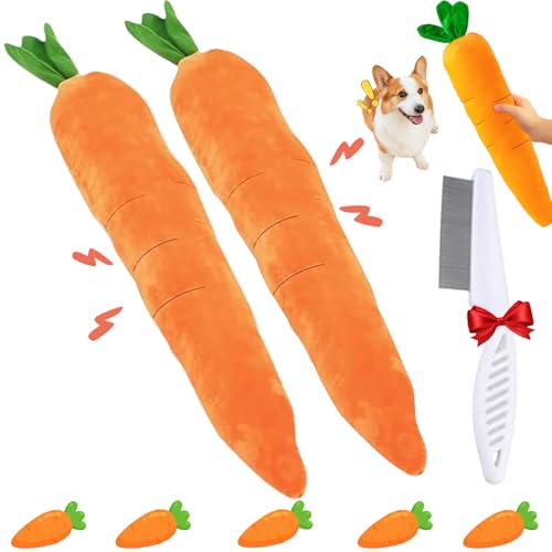 Lircofi Giant Carrot Dog Toy, 75 cm Plush Squeaky Easter Dog Chew Toys für Große und Kleine Hunde, Karottenförmiges Welpen-Interaktives Spielzeug (groß*2) von Lircofi