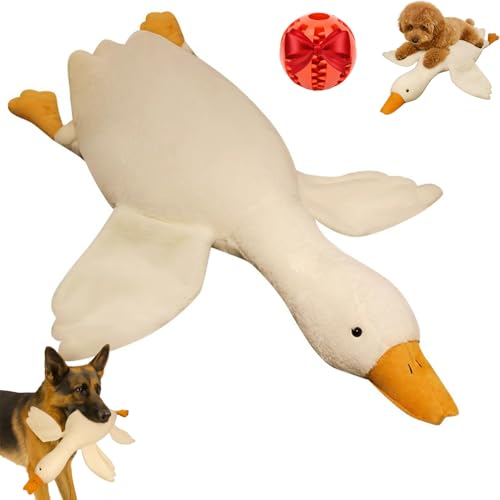 Lircofi Realistic Goose Dog Toy, Large Plush White Duck Dog Toys Realistic Goose Design Dolls Suitable for Dogs Chew and Play, Giant Goose Stuffed Animal (Weiß, 90 cm) von Lircofi