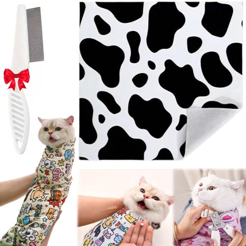 Lircofi Self Adhesive Cat Wrap, Cat Wrapping Cloth for Nail Trimming, Anti-Scratch Anti-Escape Grooming Wrap Blanket (Color-E, S (Within 3.3lbs)) von Lircofi