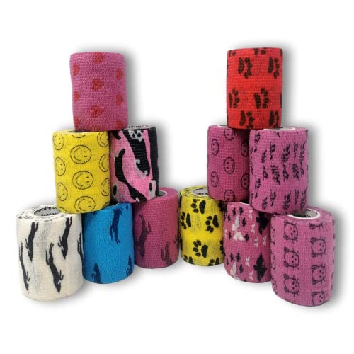 LisaCare 12er-Set 7,5cm - Kohäsive Bandage für Erste Hilfe, Hand und Sprunggelenksverstauchung und Schwellungen (Motiv-Mix Mädchen) von LisaCare