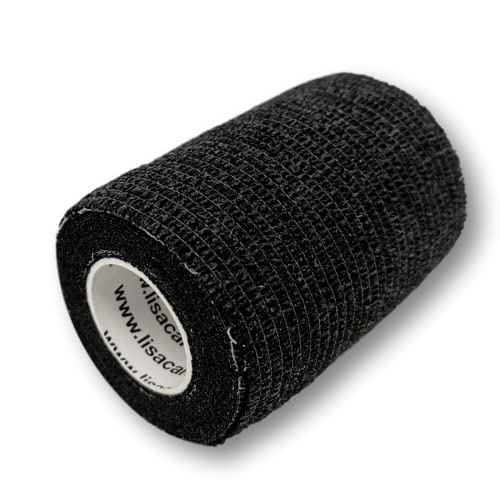 LisaCare 12er-Set 7,5cm breit - Cohesive Bandage Schwarz - Schienbeinschoner Tape - Fußball Bandagen Fuß für Sportverletzungen (Schwarz) von LisaCare