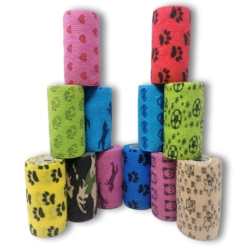 LisaCare Bandage selbsthaftend 10cm x 4,5m | 12er-Set Bunter Motiv-Mix | Kohäsiver Wund-Verband | elastisch, dehnbar, ohne Kleber (Motiv-Mix Unisex) von LisaCare