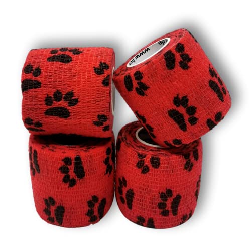 LisaCare Pfotenverband 5cm x 4,5m | 4er-Set mit Pfoten Motiv - ROT | Kohäsive Bandage | Wundverband | Pflasterverband | elastisch, dehnbar, selbsthaftend, ohne Kleben LisaCare Pfotenverband 5cm x 4,5m | 4er-Set mit Pfoten Motiv - ROT | Kohäsive Bandage | Wundverband | Pflasterverband | elastisch, dehnbar, selbsthaftend, ohne Kleben von LisaCare