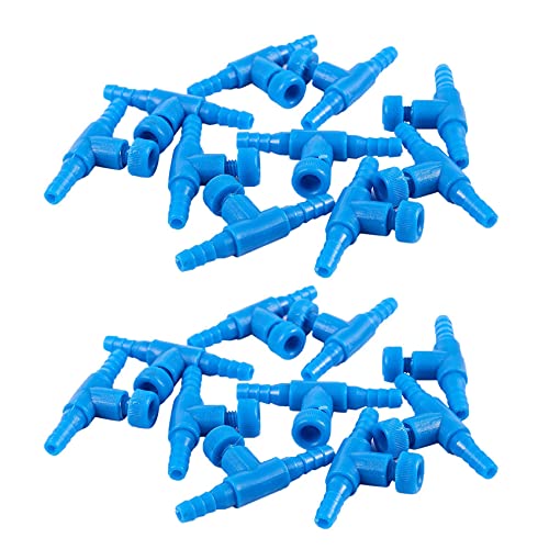 Lisher 20 Stueck Kunststoff Aquarium 2-Wege Luftpumpe Regelventile, Blau von Lisher