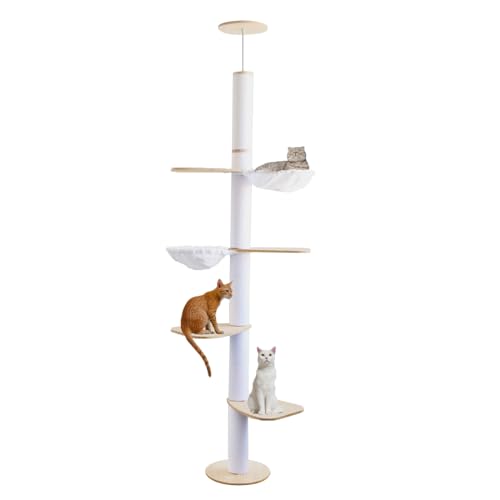 Katzenbaum Deckenhoch – 5-stöckiges Katzenkletter-Aktivitätszentrum mit Kratzbaum, 4 Etagen, 2 Hängematten, höhenverstellbar (231–270 cm), von Boden bis Decke, platzsparend & stabil Katzenbaum Deckenhoch – 5-stöckiges Katzenkletter-Aktivitätszentrum mit Kratzbaum, 4 Etagen, 2 Hängematten, höhenverstellbar (231–270 cm), von Boden bis Decke, platzsparend & stabil von Liszton