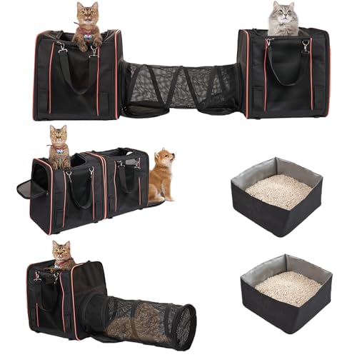 Extra große Katzentragetasche mit Katzentoilette für 2 Katzen, 81,3 x 43,2 x 30,5 cm, Doppel-Katzen-Auto-Reisetragetasche für Katzen und Hunde bis zu 18 kg, weiche Haustier-Tragetasche mit großartiger Extra große Katzentragetasche mit Katzentoilette für 2 Katzen, 81,3 x 43,2 x 30,5 cm, Doppel-Katzen-Auto-Reisetragetasche für Katzen und Hunde bis zu 18 kg, weiche Haustier-Tragetasche mit großartiger von LitaiL