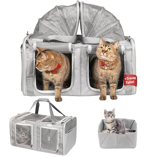 LitaiL Transportbox für 2 Katzen, Faltbare Katzentransportbox mit Katzenklo, Transporttasche mit Katzentoiletten, Transportboxen für große Katzen LitaiL Transportbox für 2 Katzen, Faltbare Katzentransportbox mit Katzenklo, Transporttasche mit Katzentoiletten, Transportboxen für große Katzen von LitaiL