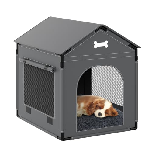 Hundehütte für den Innenbereich, Größe XL, weich mit Rahmen, wasserdichtes Haustierhaus für mittelgroße und große Hunde mit Oxford-Stoff, warmes Hundehaus mit weichem Kissen, 70 x 54 x 68 cm von LitaiL
