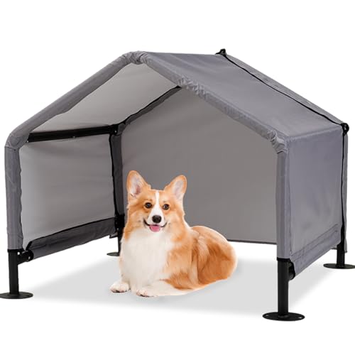 Hundeschatten-Unterschlupf, Outdoor-Zelt für kleine, mittelgroße Hunde, wasserdichtes Sonnenschutz-Haustierhaus für Hunde, Kleintiere und Nutztiere, Haustier-Überdachung mit Tür und Bodennägeln, 74,9 von LitaiL
