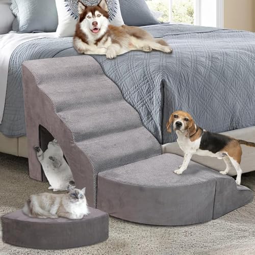 Hundetreppe & Stufen für hohe Betten, 76,2 cm hoch, LitaiL 76,2 cm Haustiertreppe/Stufen für Betten kleine Hunde, rutschfeste Hunderampen für Bett von LitaiL