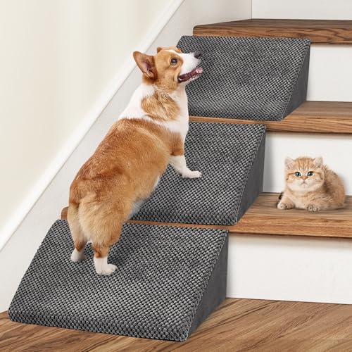 LitaiL Aktualisierte 40D Hundetreppen/Treppen, Schaumstoff-Rampen für jede Art von Treppe, rutschfeste Treppenstufen für kleine Hunde, Rampen für verletzte Hunde mit Anti-Rutsch Band von LitaiL