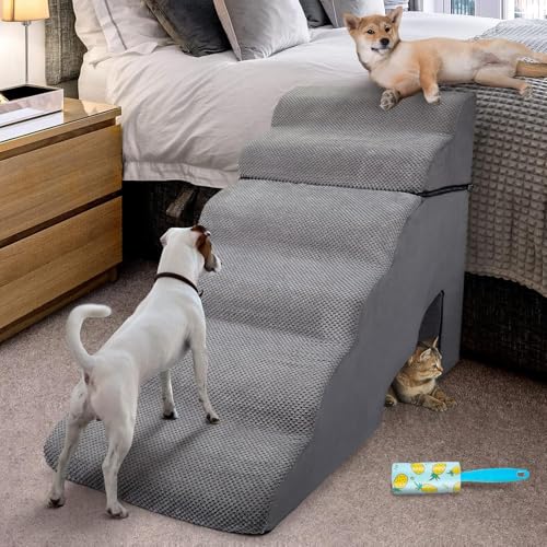LitaiL Hohe Hundetreppe & Stufen Rampen für hohe Betten 63,5-71,1 cm hoch, 6 Stufen, rutschfeste Hunderampen für kleine Hunde, für ältere Katzen LitaiL Hohe Hundetreppe & Stufen Rampen für hohe Betten 63,5-71,1 cm hoch, 6 Stufen, rutschfeste Hunderampen für kleine Hunde, für ältere Katzen von LitaiL