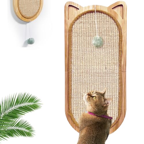 Litail Katzenwand Kratzbaum, Sisal Katze Wand Kratzbaum mit Katzenball Spielzeug, Faltbare Wandhalterung Katzenkratzer, Holz Katzenkratzbrett für Couch Schutz, Katzenwand Möbel für Katzen von LitaiL