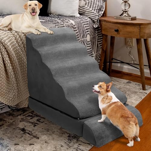 Weiche Hundetreppe & Stufen für hohe Betten 30 Zoll hoch für kleine Hunde, LitaiL Haustiertreppe / Stufen für Betten große Hunde 76.2 cm hoch, rutschfeste Hunderampen für kleine Haustiere, für ältere Weiche Hundetreppe & Stufen für hohe Betten 30 Zoll hoch für kleine Hunde, LitaiL Haustiertreppe / Stufen für Betten große Hunde 76.2 cm hoch, rutschfeste Hunderampen für kleine Haustiere, für ältere von LitaiL