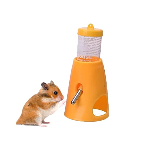 Litewoo 2-in-1 Hamster-Wasserflasche, automatischer Trinker und Kabine, passend für syrische Zwerghamster, Maus, Rennmäuse, Chinchilla, kleine Tiere (gelb) von Litewoo