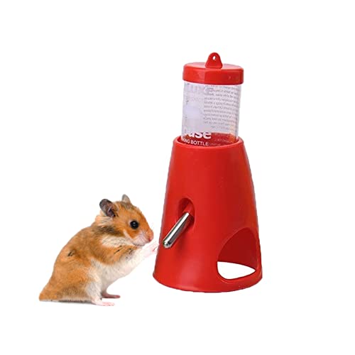 Litewoo 2-in-1 Hamster-Wasserflasche, automatischer Trinker und Kabine, passend für syrische Zwerghamster, Maus, Rennmäuse, Chinchilla, kleine Tiere (rot) von Litewoo