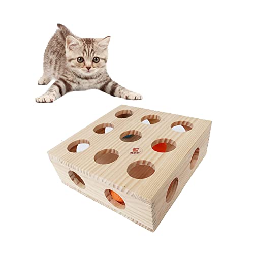 Litewoo Interaktives Spielzeug für Katzen, aus Holz, Lernspielzeug für Maulwurfsspiele, lustige Labyrinthbox, für Katzen, Jagd, Agilität, Training, Katzenpuzzle, Spielzeug (quadratisch) von Litewoo