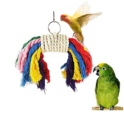 Litewoo Vogel-Kauspielzeug, buntes Baumwollseil mit hängender Papagei, Glocke, Spielzeug für Vögel, Wellensittiche, Sittiche, Nymphensittiche von Litewoo