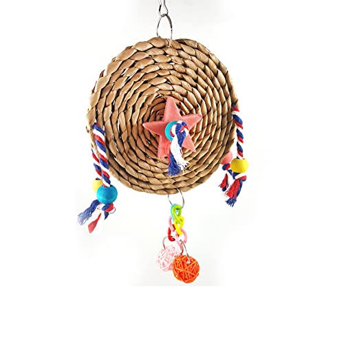 Litewoo Vogel-Stroh-Kauspielzeug, Papageien-Klettern, Übungsspielzeug, natürliches Weben, Schaukelkäfig-Zubehör (Größe: 15 cm) von Litewoo