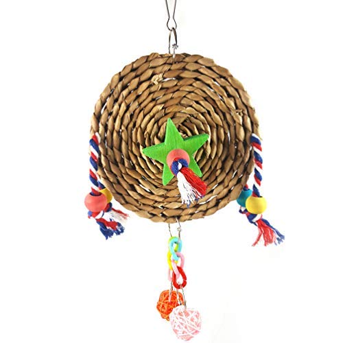Litewoo Vogel-Stroh-Kauspielzeug, Papageien-Klettern, Übungsspielzeug, natürliches Weben, Schaukelkäfig-Zubehör (Größe: 20 cm) von Litewoo
