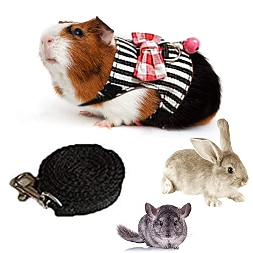 Litewoo d Hamster Outdoor Walking Vest Harness and Leash Set Cute Bow-Knot and Clear Bell Decor Chest Strap Harness for Rabbit Guinea Pig Chinchilla Frettchen Squirrel Marder Kitten (Small,Black Stripe) von Litewoo