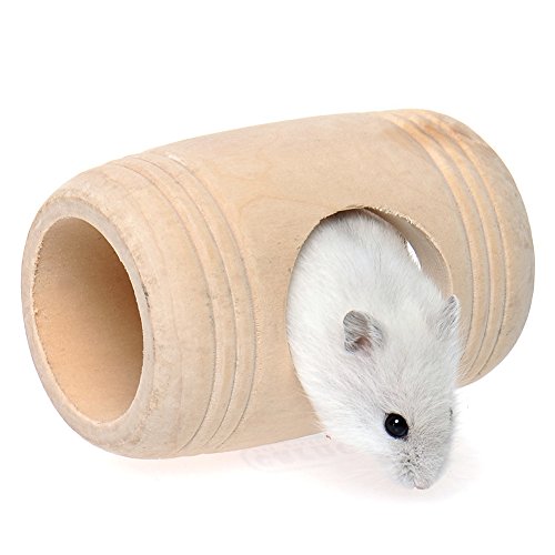 Litewood Hamster Tube Tunnel Spielzeug Habitat Naturholz Kauspielzeug Versteck Bett Nest Fass Form Haus Spielhaus für Hamster Rennmaus Ratte Maus Igel Kleintiere von Litewood